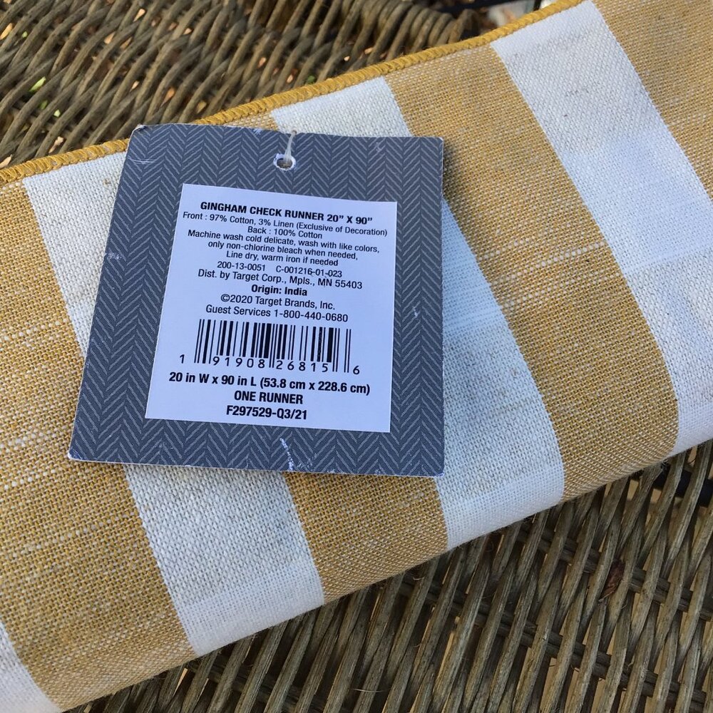 Cotton Linen Gingham Check Table Runner Mustard  - Threshold™ - Picture 2 of 3